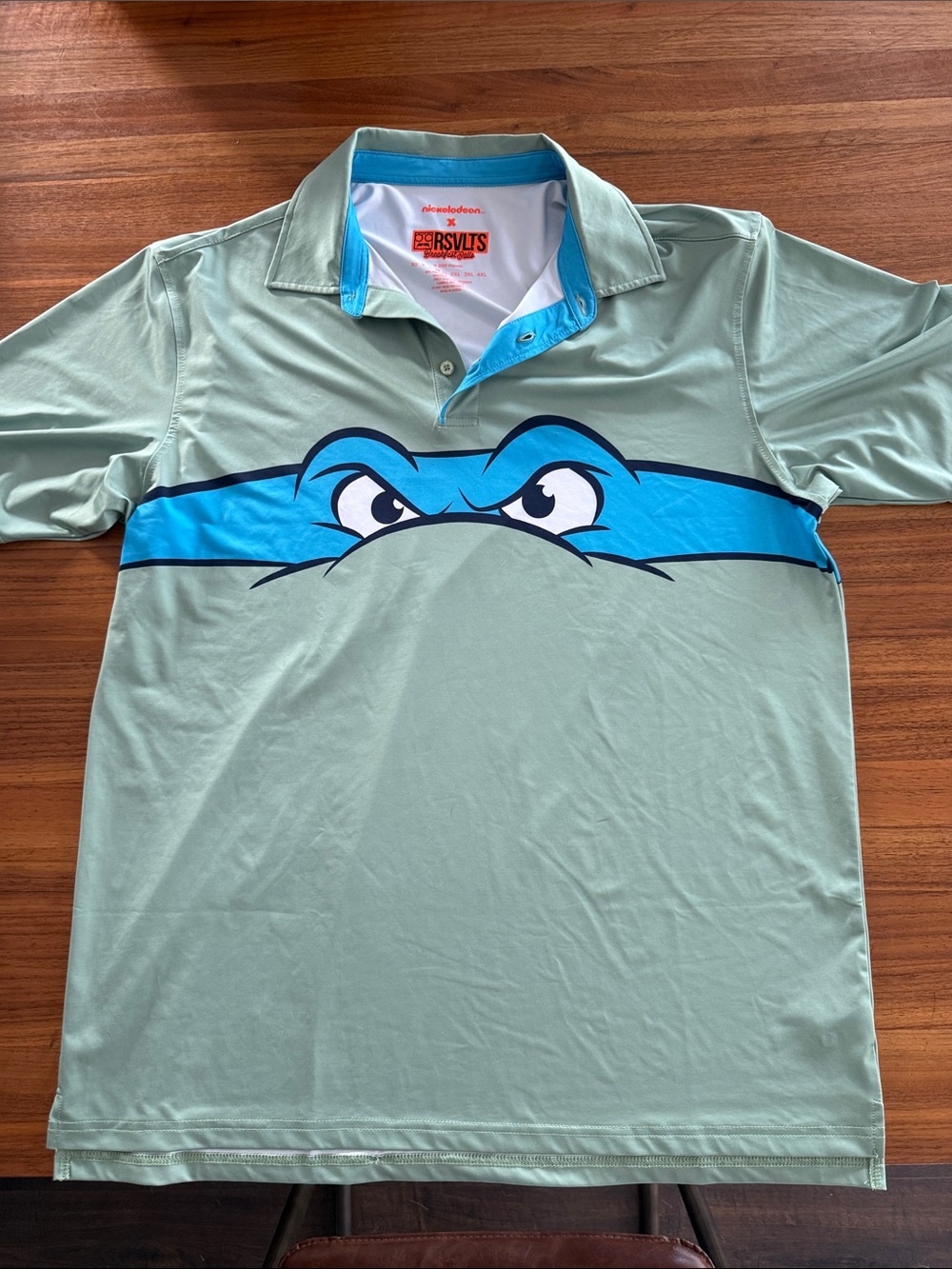 RSVLTS Nickelodeon Breakfast Balls Polo  Green Leonardo TNMT sz large
